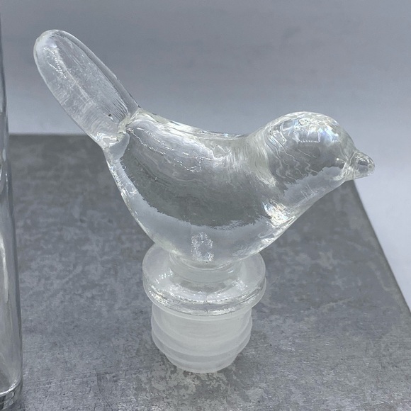 Clear Glass Bottle Featuring Clear Glass Bird Stopper Home Decor Storage - Picture 5 of 8